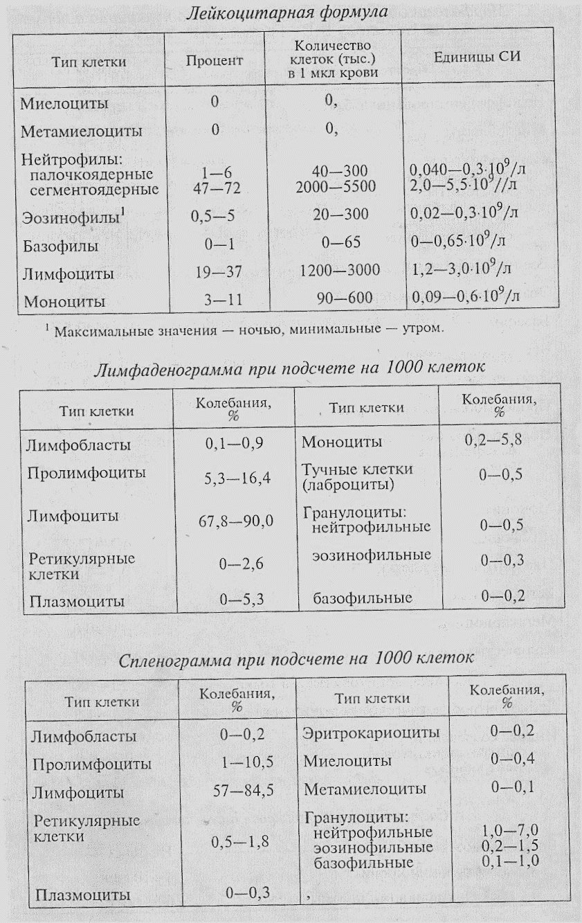 Лабораторные показатели крови здорового человека