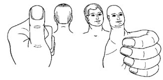 Подобие большого пальца голове